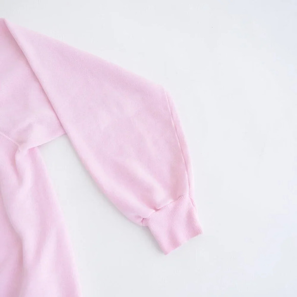 Vintage Hanes Pink With Cut Out Quilted Flower Design Crewneck Sweater XL - Picture 5 of 14